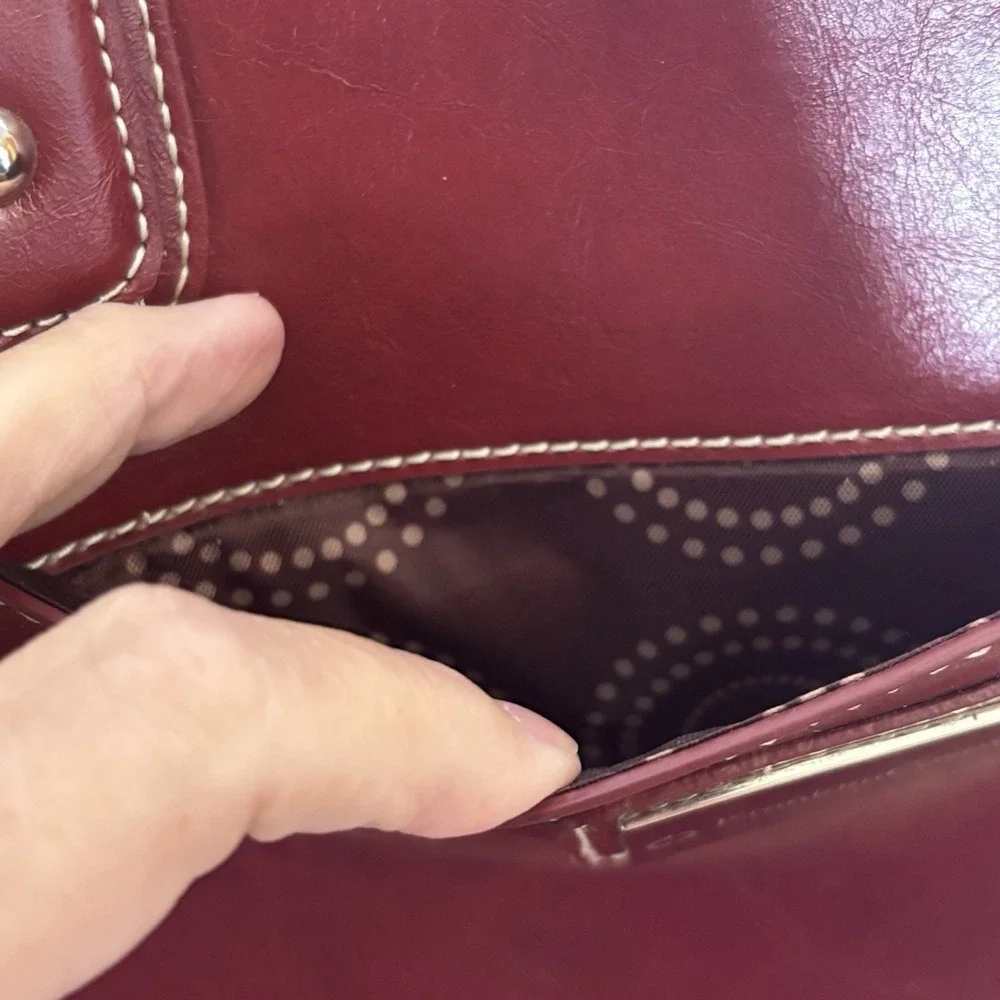 Franklin Covey Shoulder Bag Tote Burgundy Lap Top Multi-Compartment Career Work